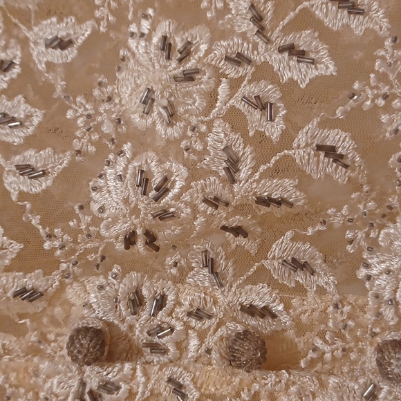 Cache Vintage lace and beaded top Chinese collar antique buttons size small - Picture 2 of 8